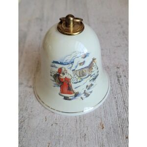 Vintage Konitz white Xmas musical bell Santa Claus unique home decor